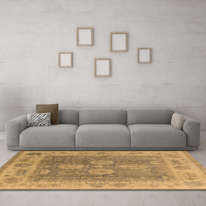 Machine Washable Oriental Brown Traditional Rug in a Living Room,, wshurb1416brn