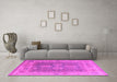 Machine Washable Oriental Pink Traditional Rug in a Living Room, wshurb1416pnk