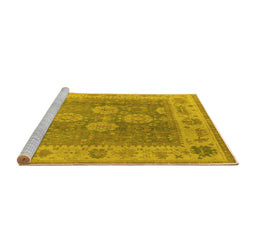 Sideview of Machine Washable Oriental Yellow Traditional Rug, wshurb1416yw