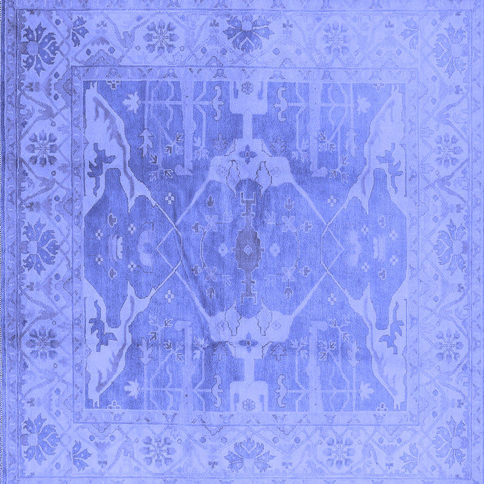 Square Machine Washable Oriental Blue Traditional Rug, wshurb1417blu