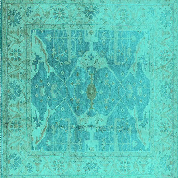 Square Oriental Turquoise Traditional Rug, urb1417turq