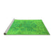 Sideview of Machine Washable Oriental Green Traditional Area Rugs, wshurb1417grn