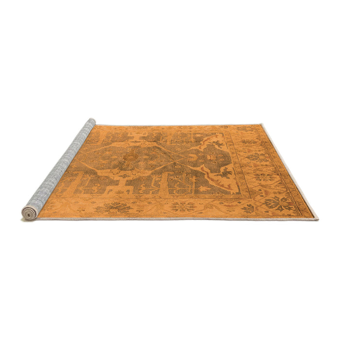 Sideview of Machine Washable Oriental Orange Traditional Area Rugs, wshurb1417org