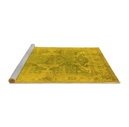 Sideview of Machine Washable Oriental Yellow Traditional Rug, wshurb1417yw