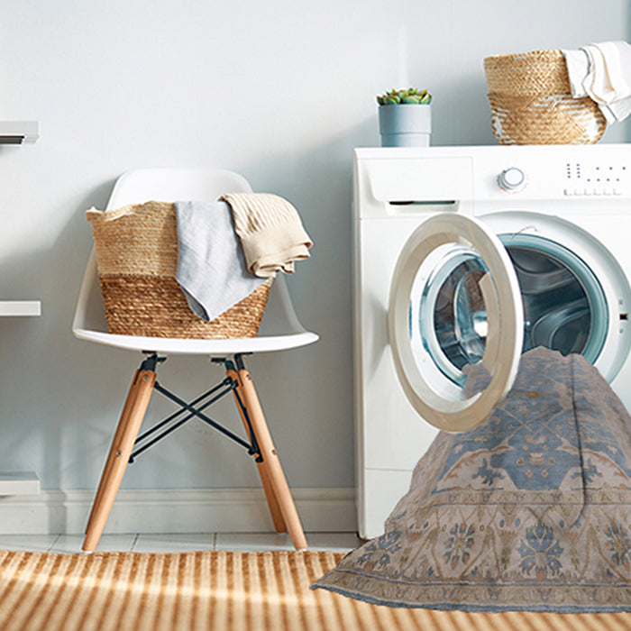 Machine Washable Industrial Modern Silver Pink Rug in a Washing Machine, wshurb1417