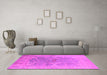 Machine Washable Oriental Pink Traditional Rug in a Living Room, wshurb1417pnk