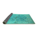 Sideview of Oriental Turquoise Traditional Rug, urb1417turq