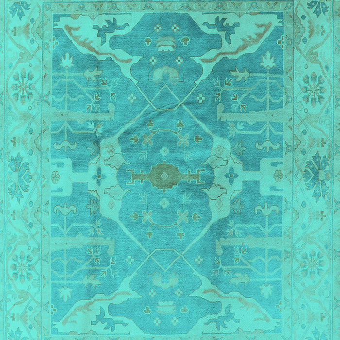 Machine Washable Oriental Turquoise Traditional Area Rugs, wshurb1417turq