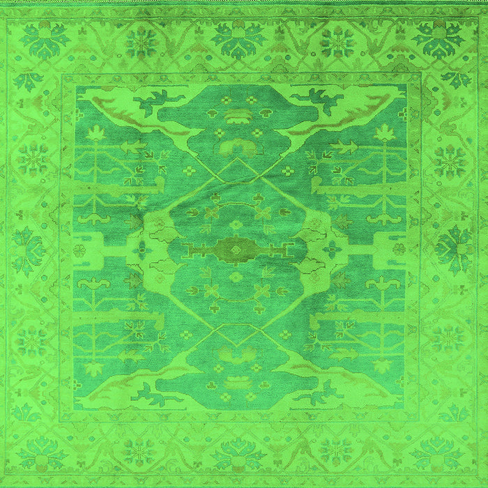 Square Oriental Green Traditional Rug, urb1417grn