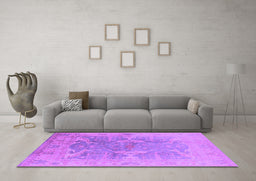 Machine Washable Oriental Purple Traditional Area Rugs in a Living Room, wshurb1417pur
