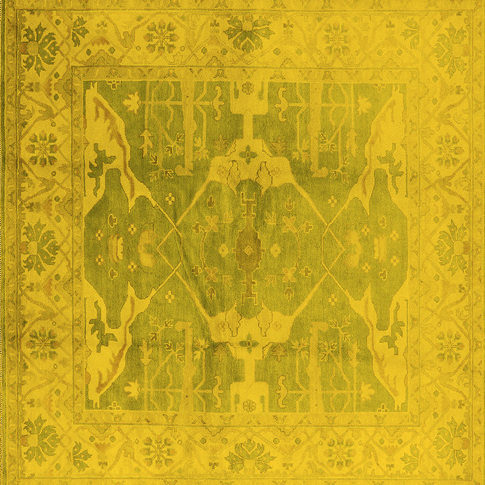 Square Oriental Yellow Traditional Rug, urb1417yw