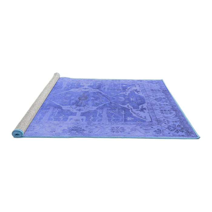 Sideview of Machine Washable Oriental Blue Traditional Rug, wshurb1417blu