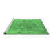 Sideview of Machine Washable Oriental Emerald Green Traditional Area Rugs, wshurb1417emgrn