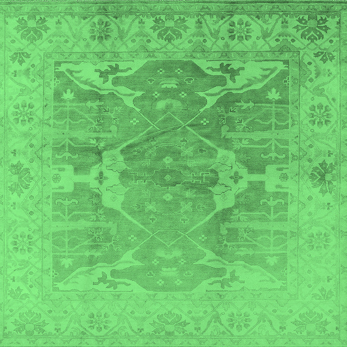 Square Oriental Emerald Green Traditional Rug, urb1417emgrn