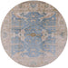 Round Mid-Century Modern Silver Pink Oriental Rug, urb1417