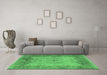 Machine Washable Oriental Emerald Green Traditional Area Rugs in a Living Room,, wshurb1418emgrn