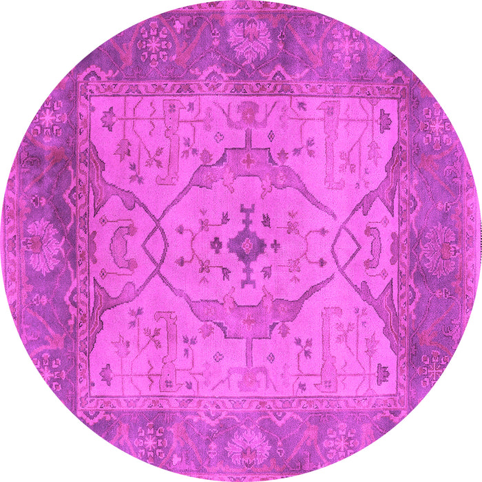 Round Oriental Pink Traditional Rug, urb1418pnk