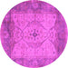 Round Oriental Pink Traditional Rug, urb1418pnk