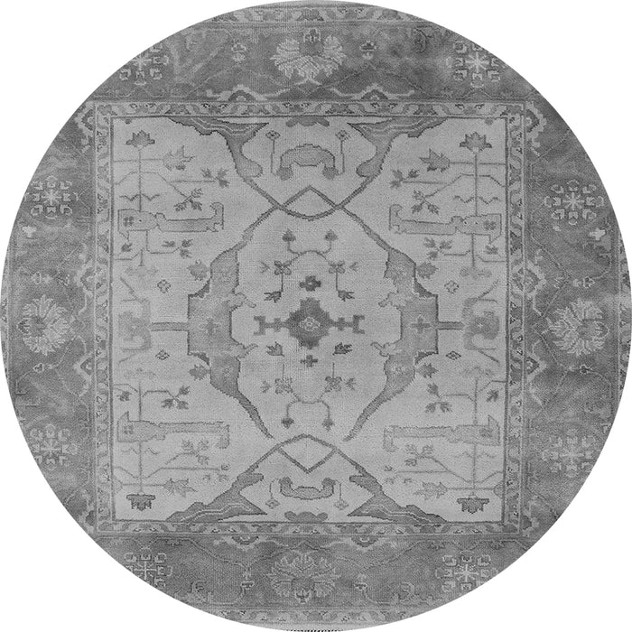 Round Oriental Gray Traditional Rug, urb1418gry