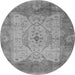 Round Oriental Gray Traditional Rug, urb1418gry