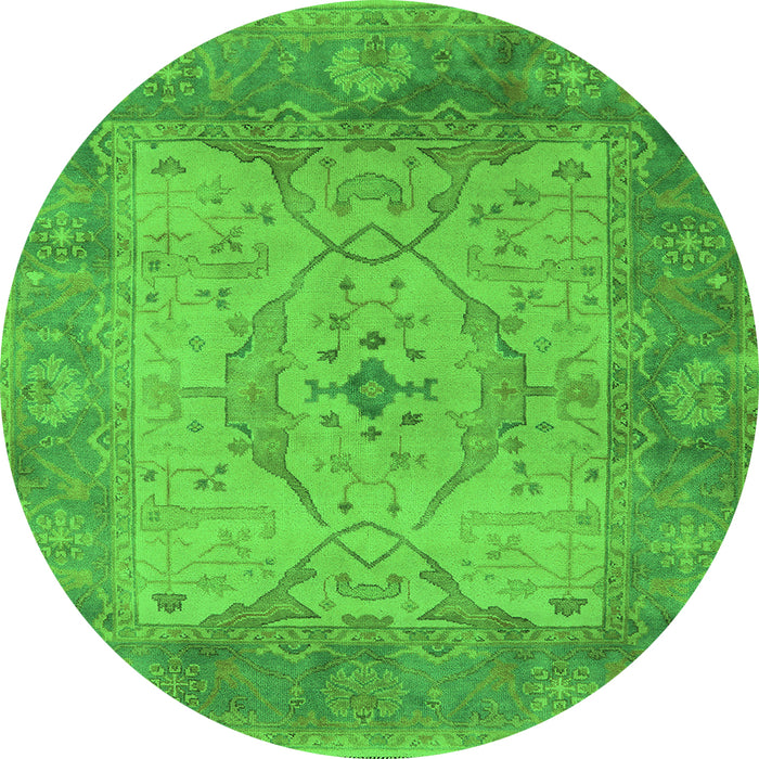 Round Oriental Green Traditional Rug, urb1418grn