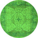 Round Oriental Green Traditional Rug, urb1418grn