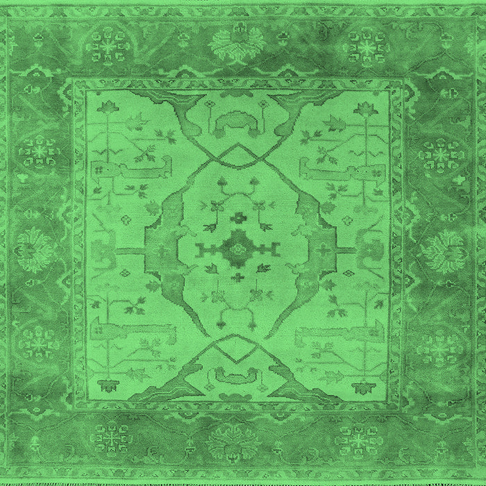 Square Machine Washable Oriental Emerald Green Traditional Area Rugs, wshurb1418emgrn