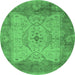 Round Oriental Emerald Green Traditional Rug, urb1418emgrn