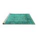 Sideview of Machine Washable Oriental Turquoise Traditional Area Rugs, wshurb1418turq