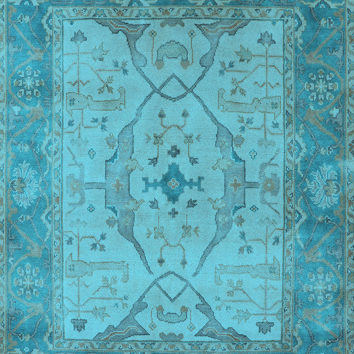 Machine Washable Oriental Light Blue Traditional Rug, wshurb1418lblu