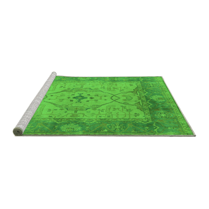 Sideview of Machine Washable Oriental Green Traditional Area Rugs, wshurb1418grn