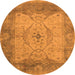 Round Oriental Orange Traditional Rug, urb1418org