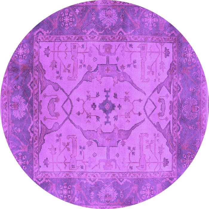 Round Machine Washable Oriental Purple Traditional Area Rugs, wshurb1418pur