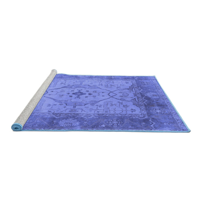 Sideview of Machine Washable Oriental Blue Traditional Rug, wshurb1418blu