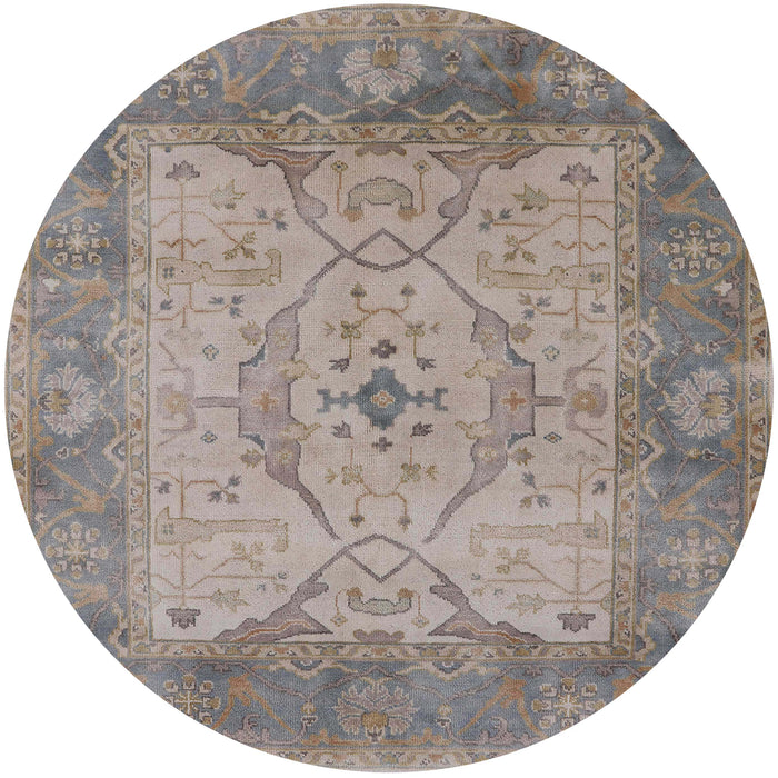 Round Mid-Century Modern Rosy Brown Pink Oriental Rug, urb1418