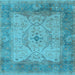 Square Oriental Light Blue Traditional Rug, urb1418lblu