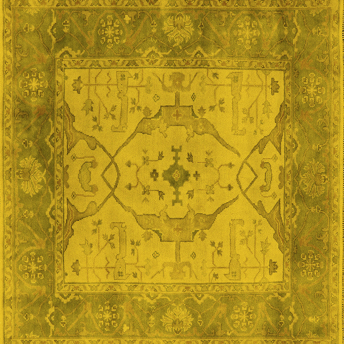 Square Machine Washable Oriental Yellow Traditional Rug, wshurb1418yw