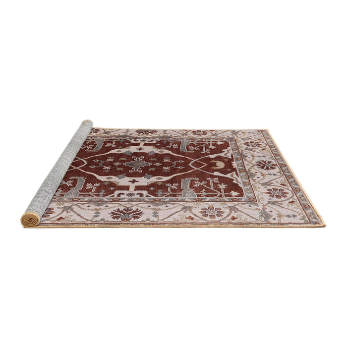 Sideview of Machine Washable Industrial Modern Rose Pink Rug, wshurb1419