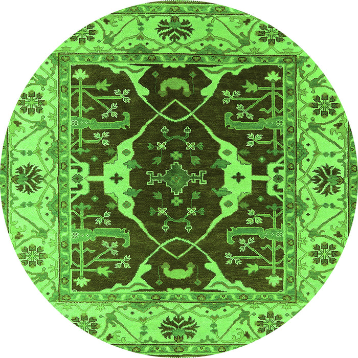 Round Oriental Green Traditional Rug, urb1419grn