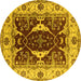 Round Oriental Yellow Traditional Rug, urb1419yw