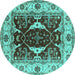 Round Oriental Turquoise Traditional Rug, urb1419turq