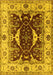 Machine Washable Oriental Yellow Traditional Rug, wshurb1419yw