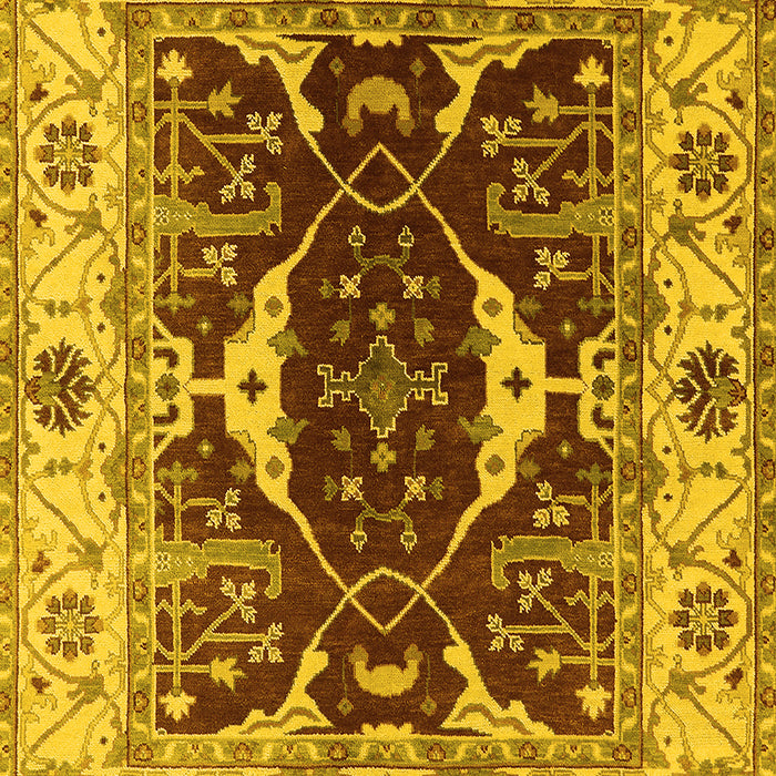 Machine Washable Oriental Yellow Traditional Rug, wshurb1419yw