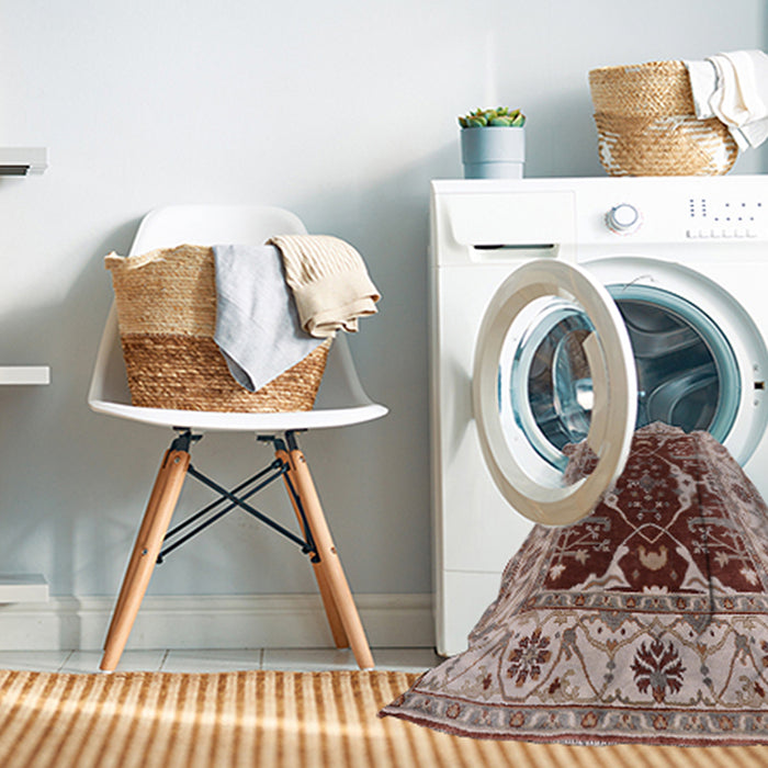 Machine Washable Industrial Modern Rose Pink Rug in a Washing Machine, wshurb1419