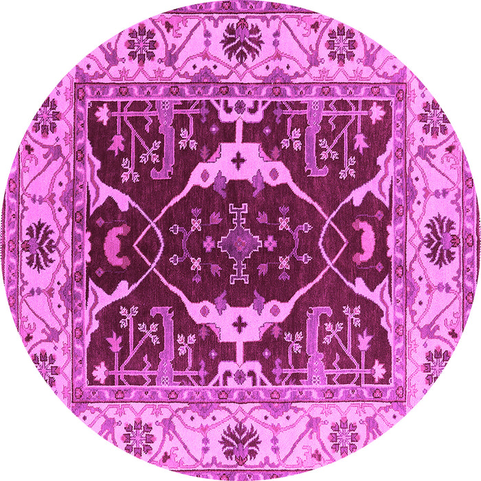 Round Machine Washable Oriental Pink Traditional Rug, wshurb1419pnk