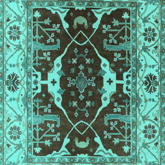Machine Washable Oriental Turquoise Traditional Area Rugs, wshurb1419turq