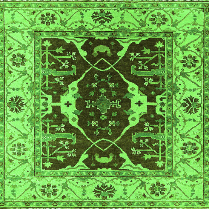 Square Oriental Green Traditional Rug, urb1419grn