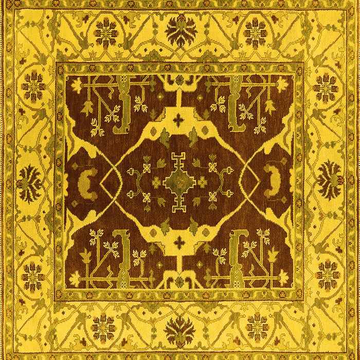 Square Oriental Yellow Traditional Rug, urb1419yw