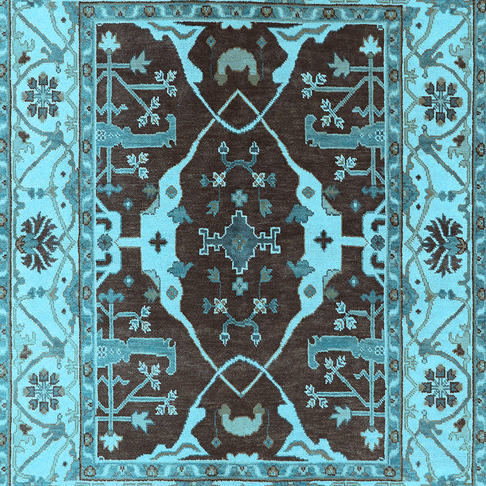 Machine Washable Oriental Light Blue Traditional Rug, wshurb1419lblu