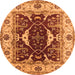 Round Oriental Orange Traditional Rug, urb1419org